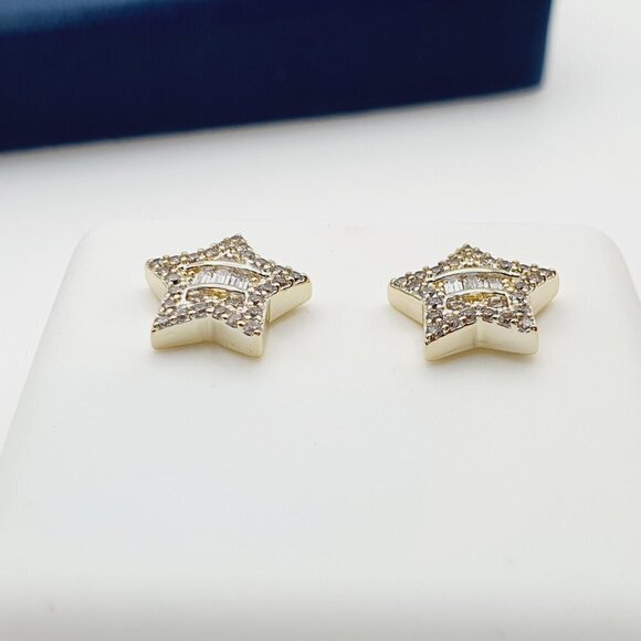 14K Gold Plated Cubic Zircon Earrings, INUS1BR147 - Picture 4 of 9